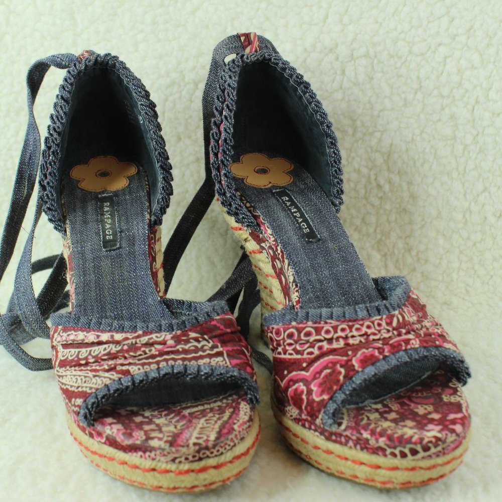 RAMPAGE Women's Wedge Sandles Sz 7M Shoes 4" Heel